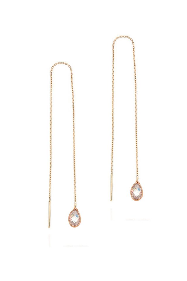 Fasetli Damla Küpe - Rose