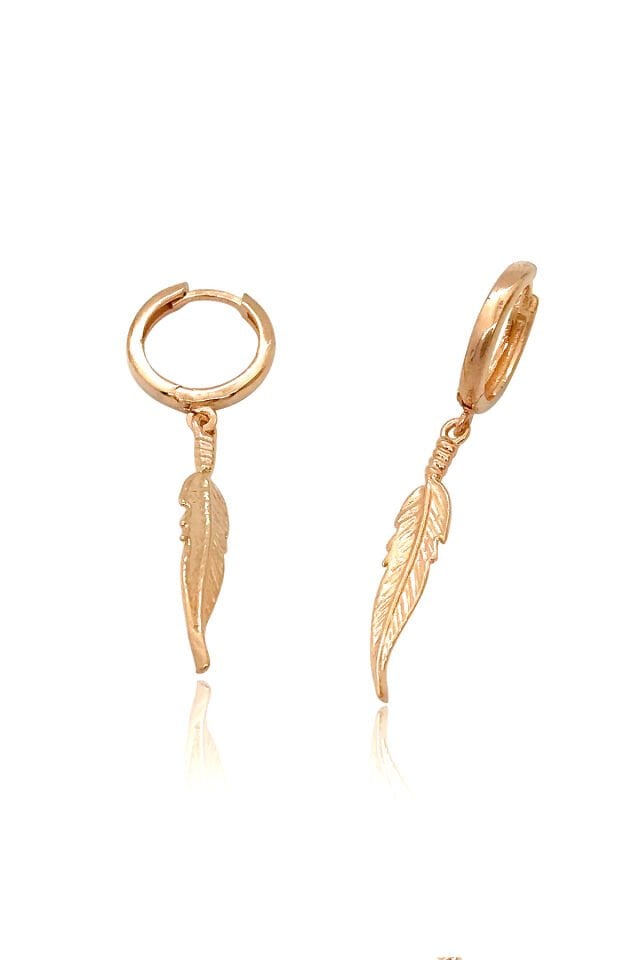 Sallantılı Yaprak Küpe - Rose