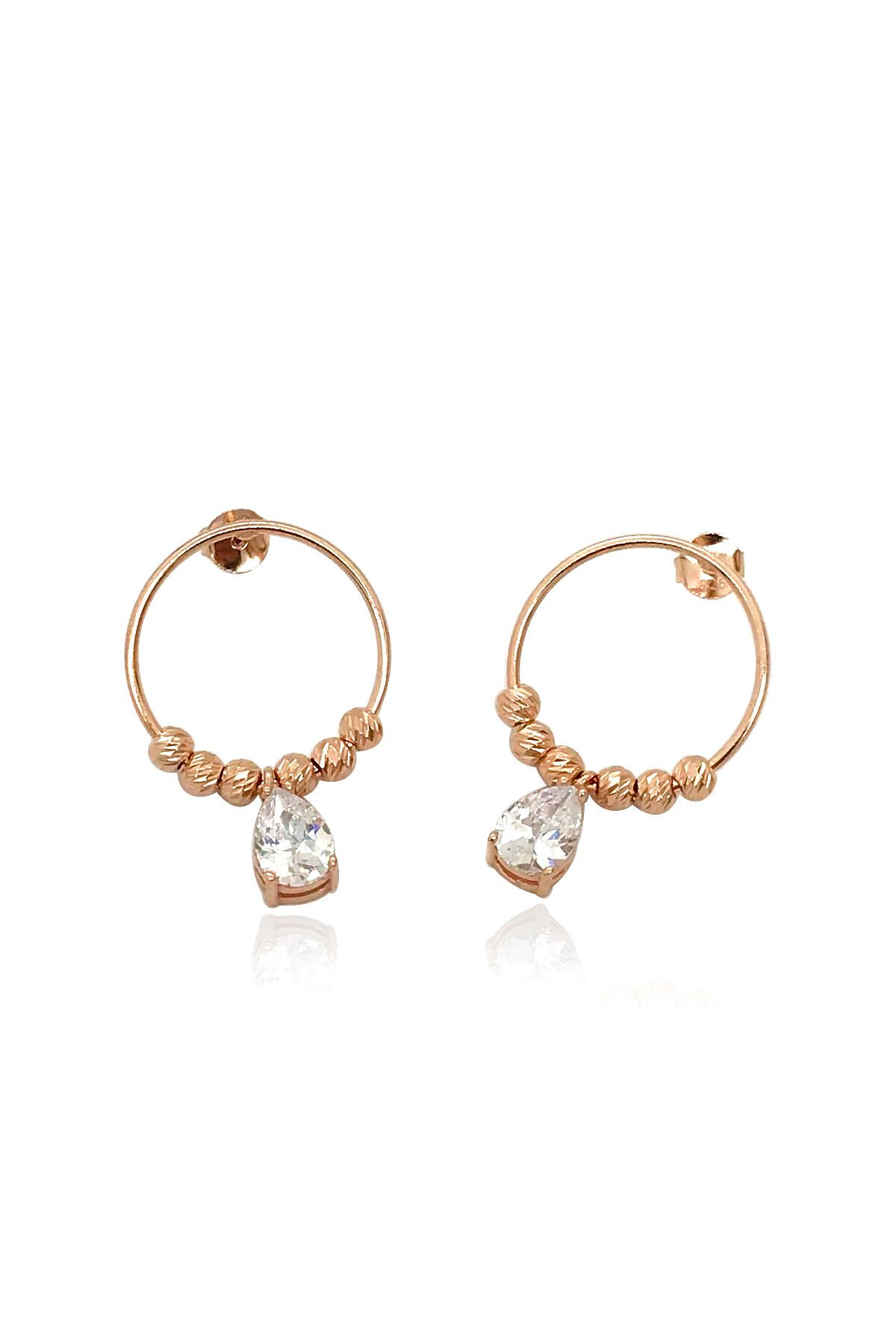 Çemberli Damla Küpe - Rose