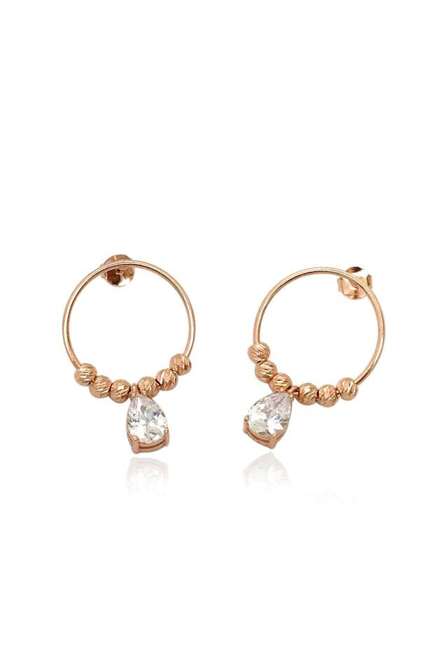 Çemberli Damla Küpe - Rose