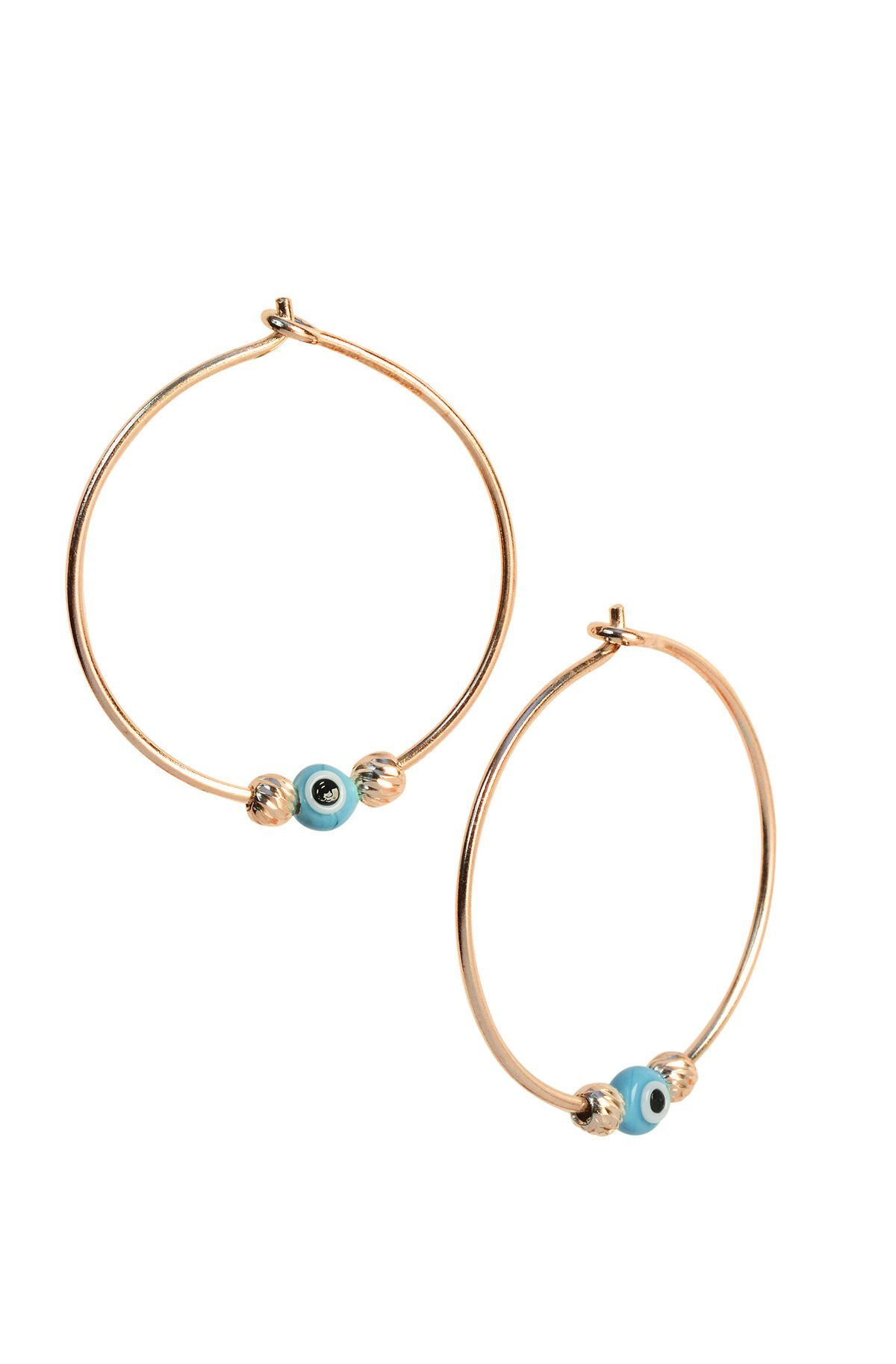 Nazar Boncuklu Halka Küpe - Rose