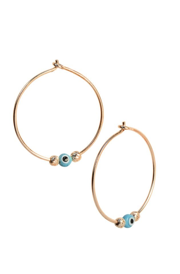 Nazar Boncuklu Halka Küpe - Rose