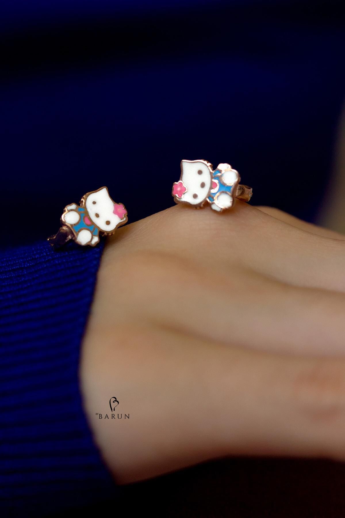 Renkli Çocuk Küpesi Mineli 925 Ayar Gümüş