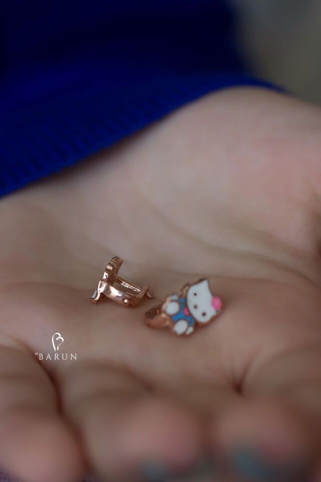 Renkli Çocuk Küpesi Mineli 925 Ayar Gümüş