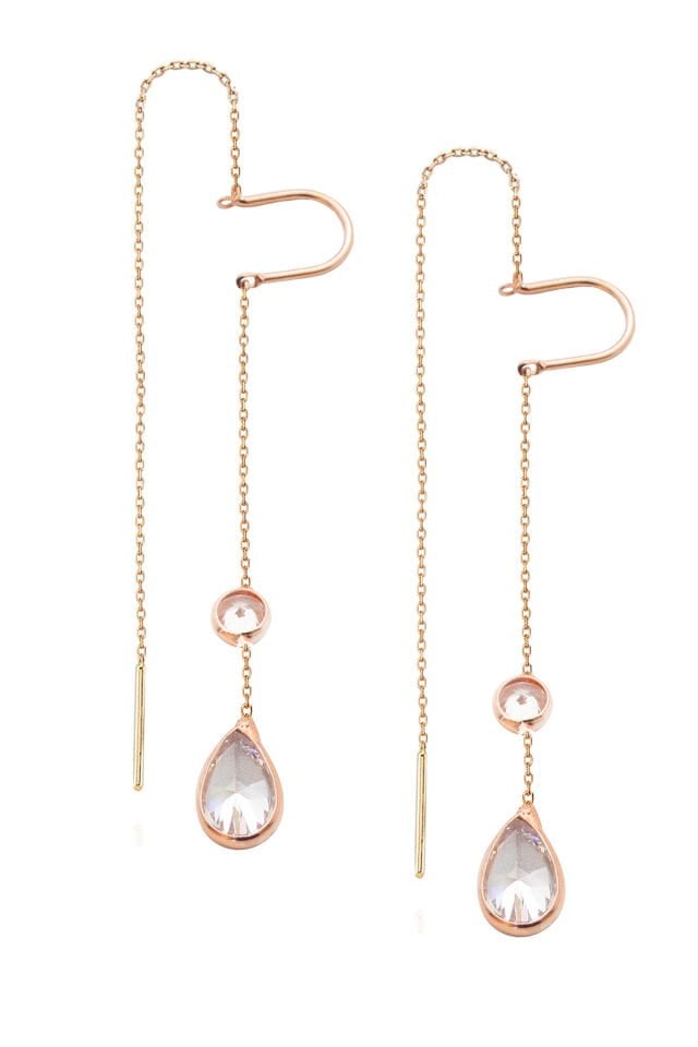 Mengeçli Damla Küpe - Rose