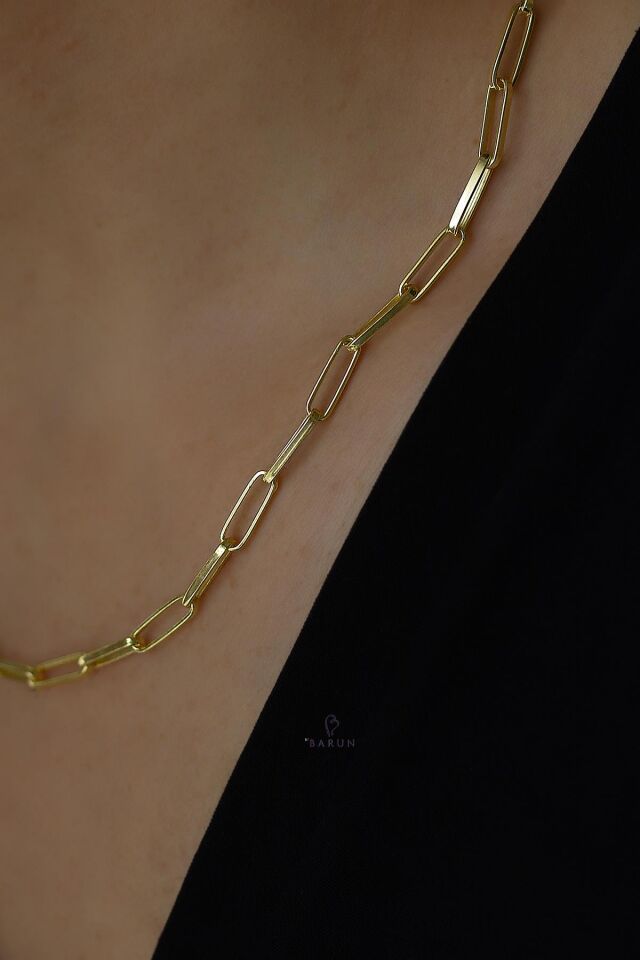 Kalın Geçme Zincir 925 Ayar Gümüş Gerdanlık Kolye