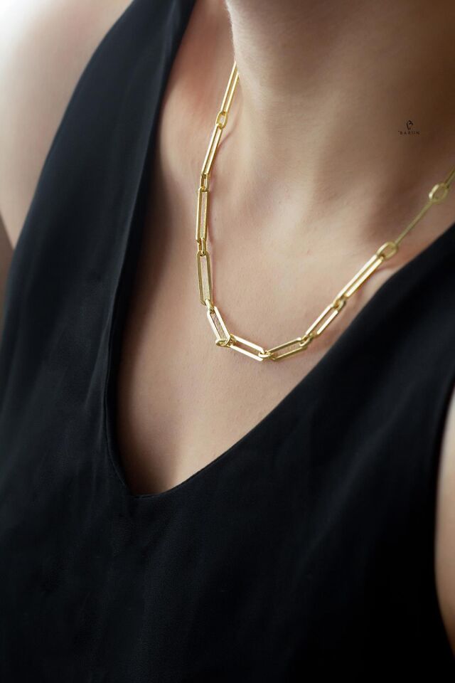 Kalın Geçme Zincir 925 Ayar Gümüş Gerdanlık Kolye