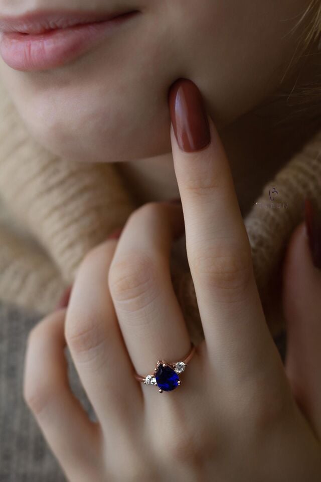 Damla Model Sarı Sitrin Rengi Beyaz Taşlı 925 Ayar Ayarlanabilir Gümüş Yüzük