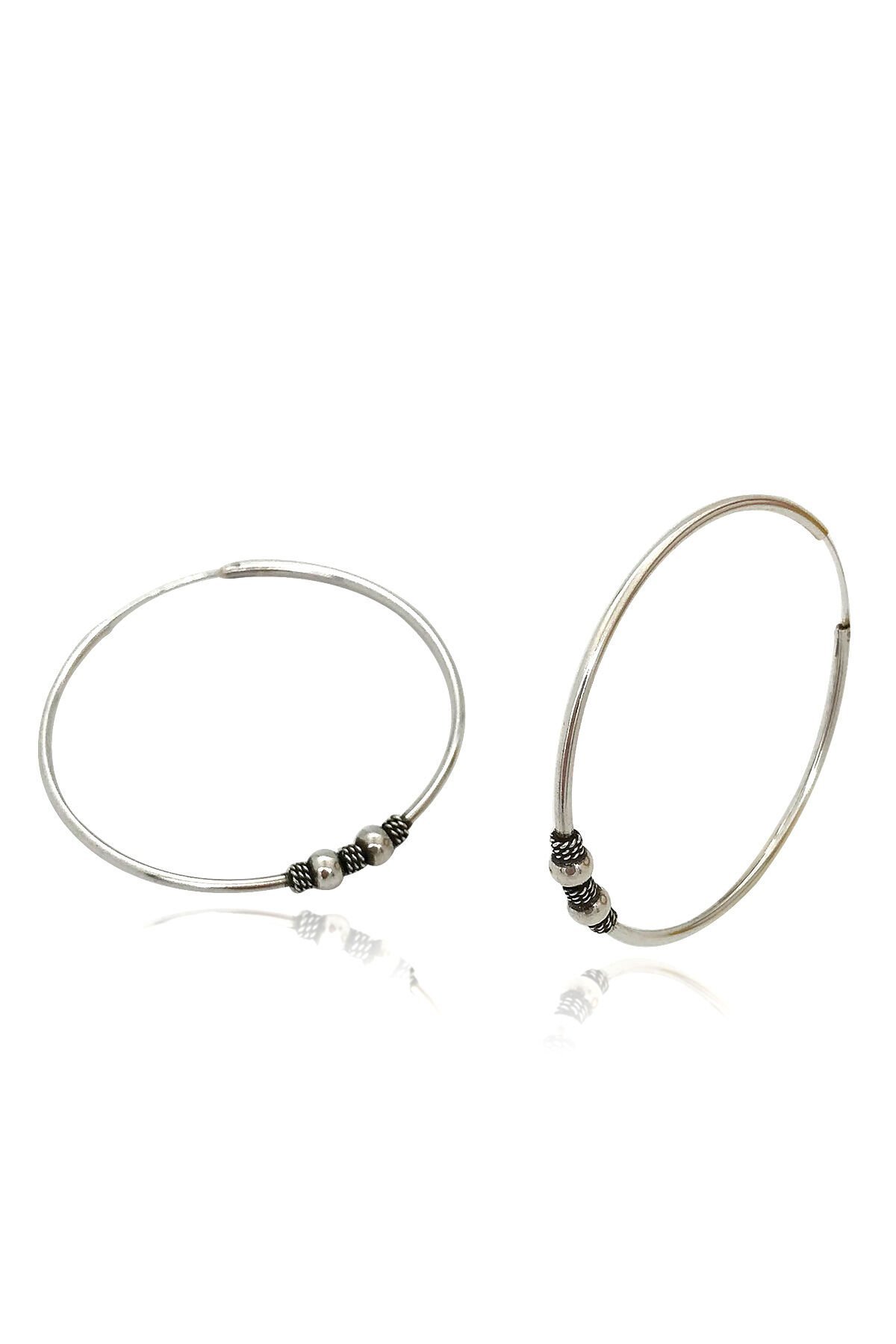 Yuvarlak Büyük Boy Toplu Halka Gümü Küpe- Gümüş Rengi