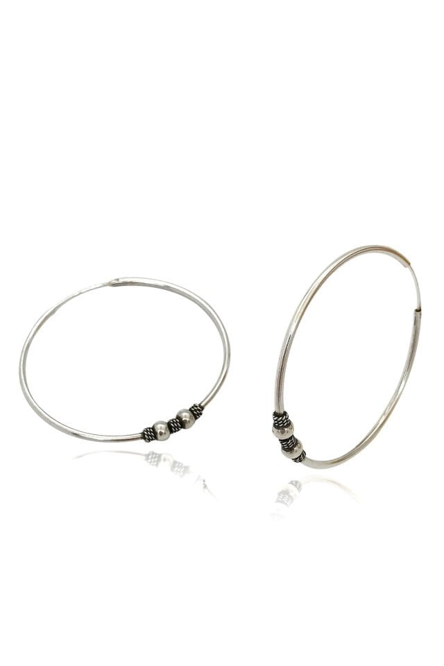 Yuvarlak Büyük Boy Toplu Halka Gümü Küpe- Gümüş Rengi