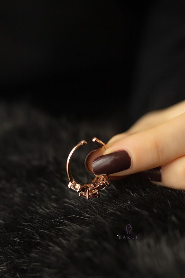 Oval Çiçek Model Beyaz Taşlı 925 Ayar Ayarlanabilir Gümüş Yüzük