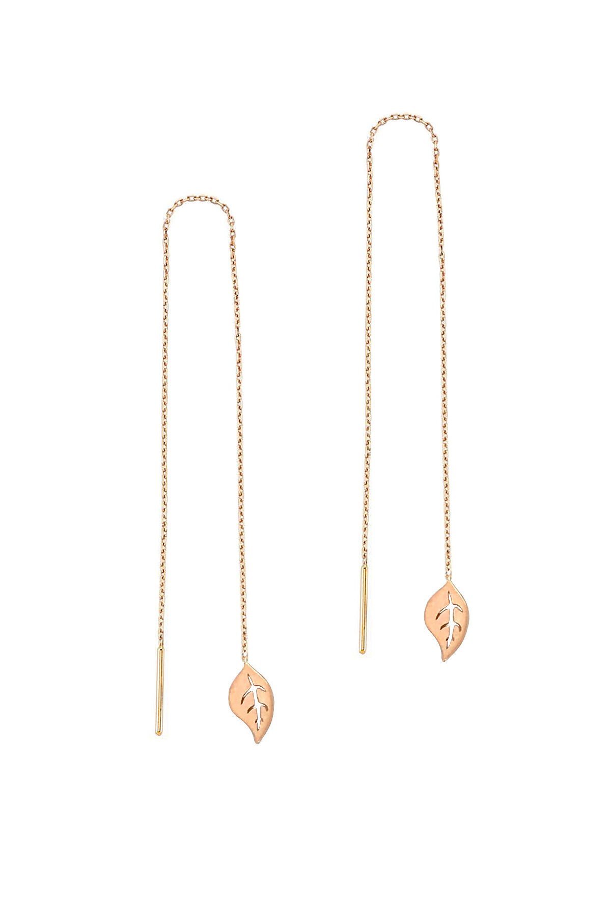 Zincirli Yaprak Küpe - Rose