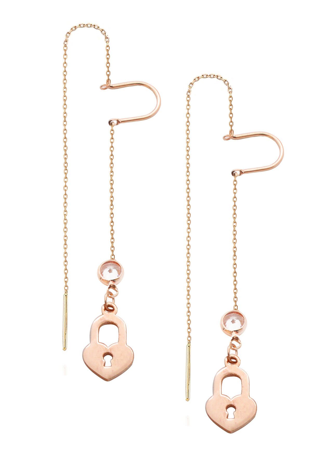 Mengeçli Kilit Küpe - Rose