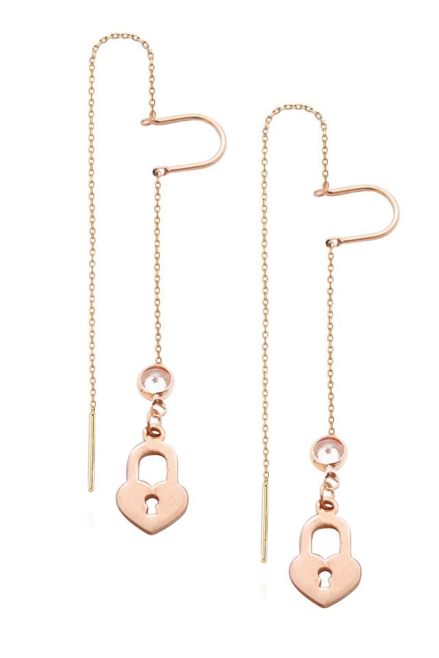 Mengeçli Kilit Küpe - Rose