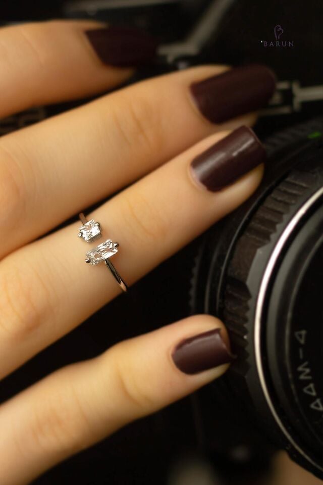 Taşlı Eklem Yüzüğü 925 Ayar Ayarlanabilir Gümüş Yüzük