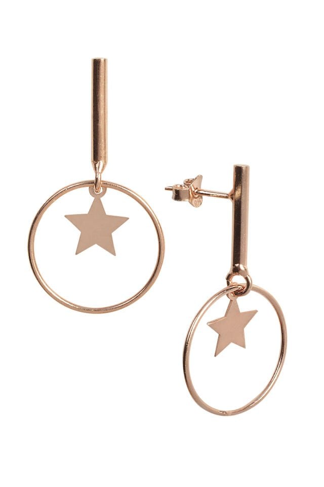 Yuvarlak Yıldızlı Küpe - Rose