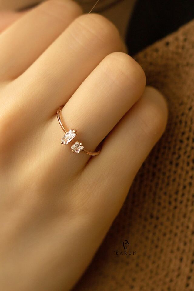 Baget Taşlı Ayarlanabilir 925 Ayar Beyaz Taş Gümüş Yüzük