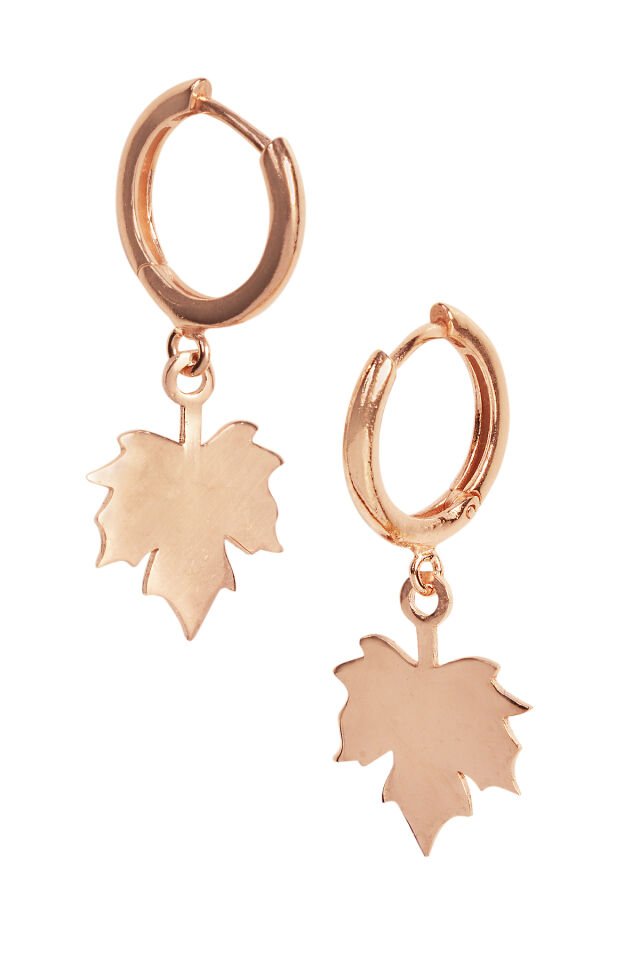 Yaprak Desenli Küpe - Rose Gümüş