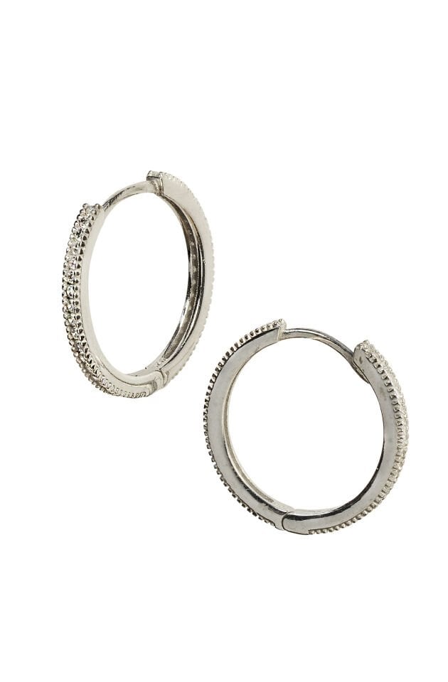 Halka Taşlı Küpe - Gümüş Rengi