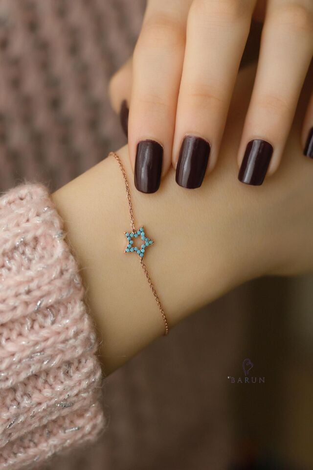 Yıldız Gümüş Bileklik 925 Ayar Beyaz Yuvarlak Taşlı