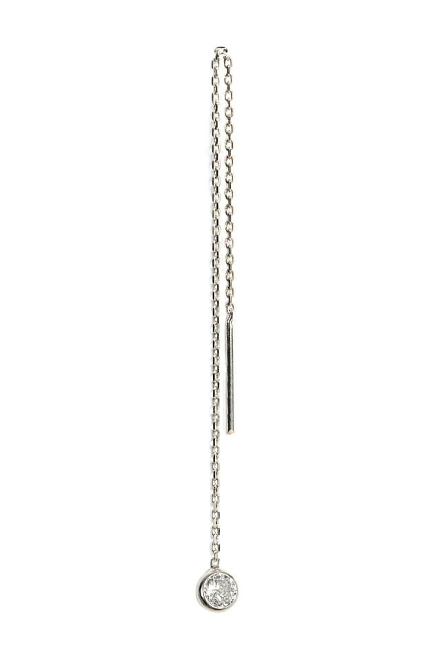 Tekli Yuvarlak Taşlı Küpe - Gümüş Rengi