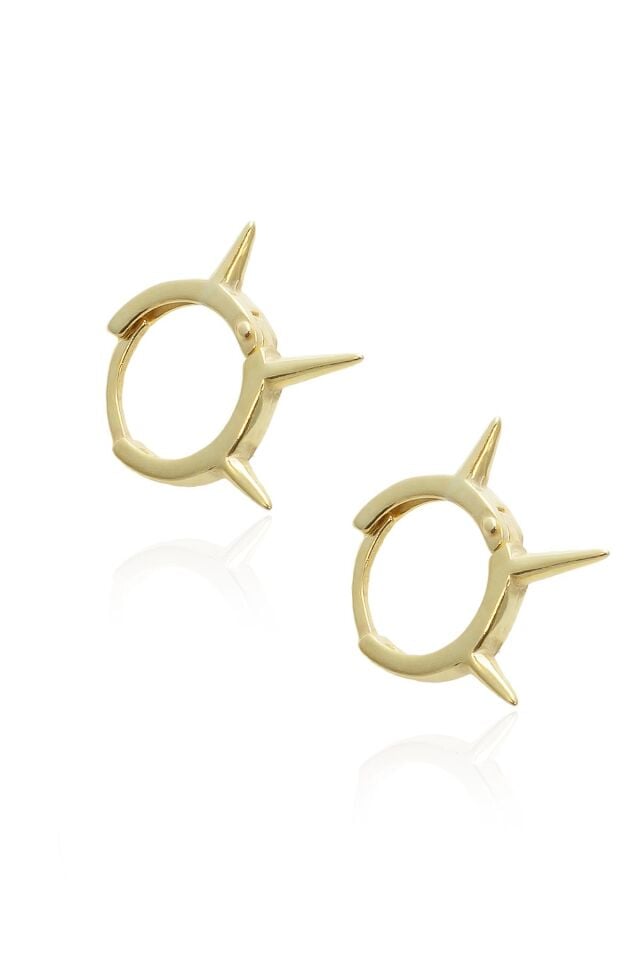 Çivili Spike Diken 925 Ayar Halka Gümüş Küpe