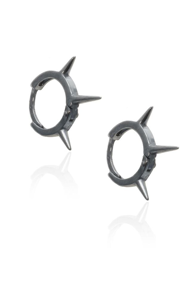 Çivili Spike Diken 925 Ayar Halka Gümüş Küpe