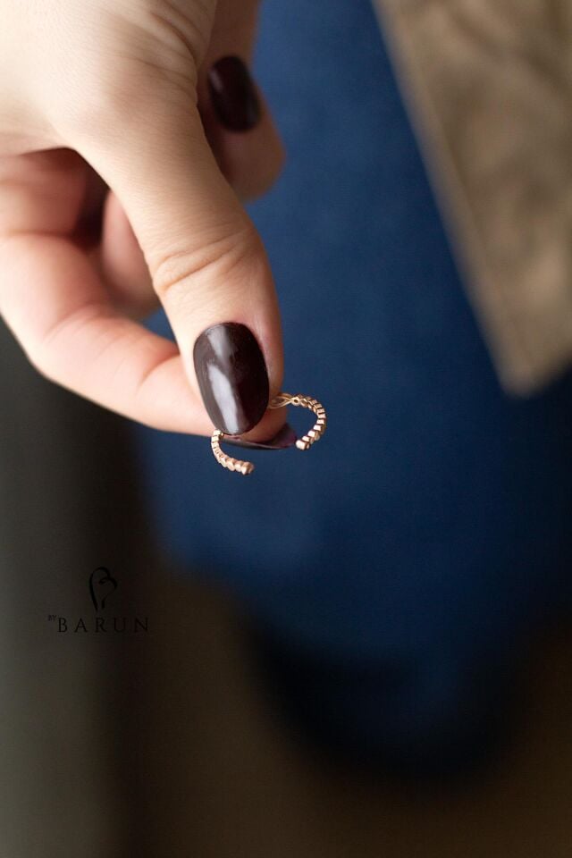 Damla Model Beyaz Yuvarlak Taşlı Ayarlanabilir 925 Ayar Gümüş Yüzük