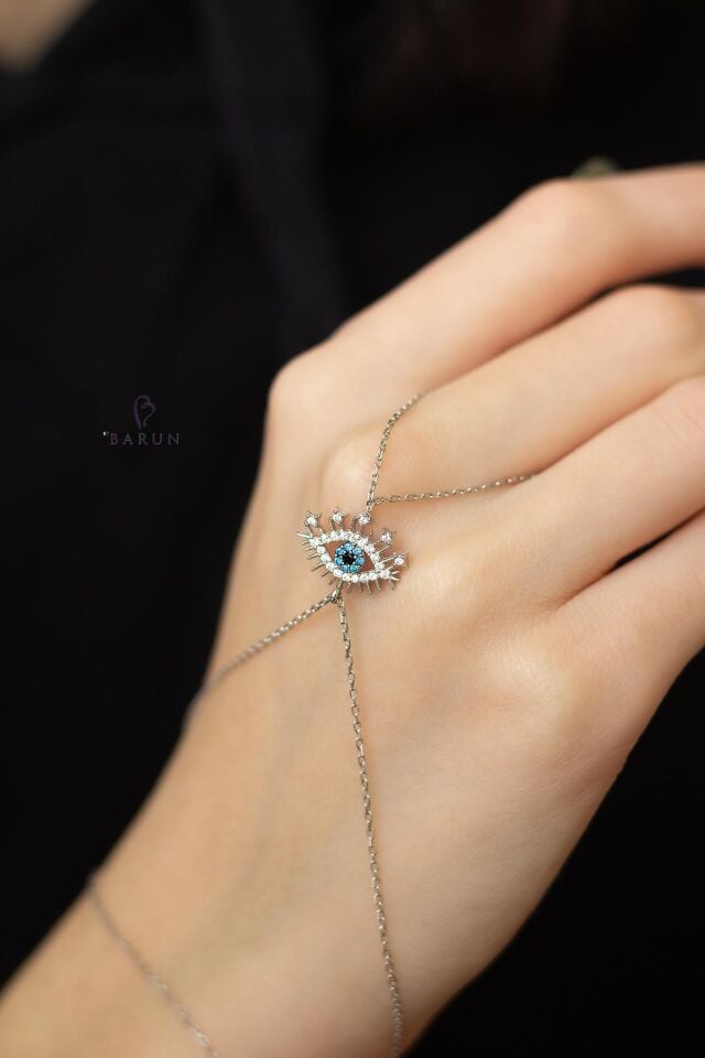 Gümüş Rengi Göz Nazar 925 Gümüş Şahmeran