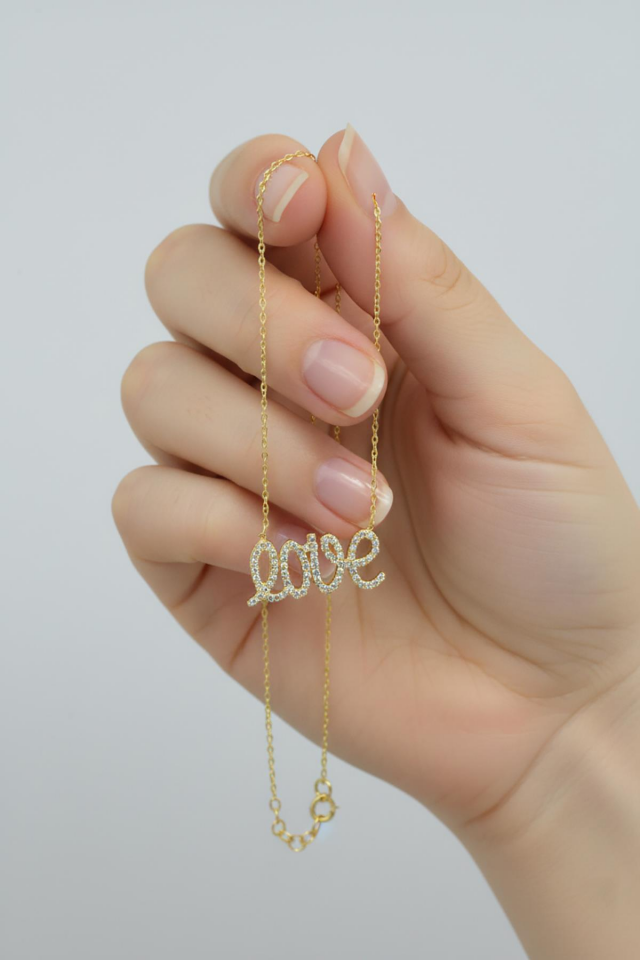 Love Model Zirkon Taşlı 925 Ayar Gümüş Aşk Kolye