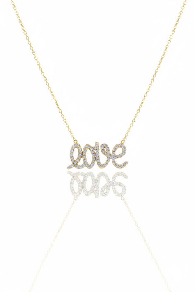 Love Model Zirkon Taşlı 925 Ayar Gümüş Aşk Kolye