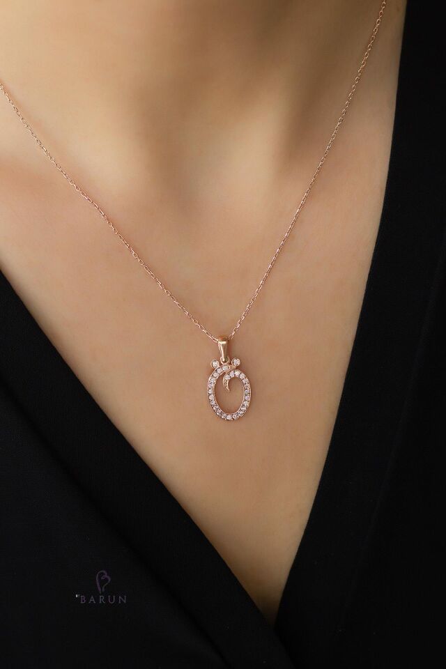 Harf Kolye 925 Ayar Ö  Harfi Gümüş Kolye - Rose