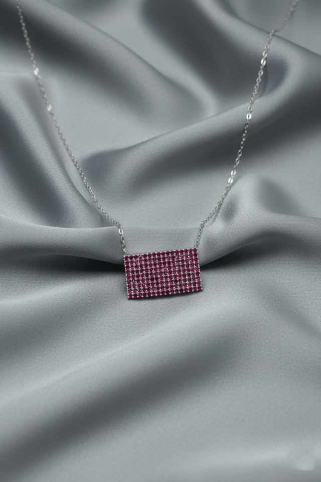 Mor Plakalı Kolye - Rose