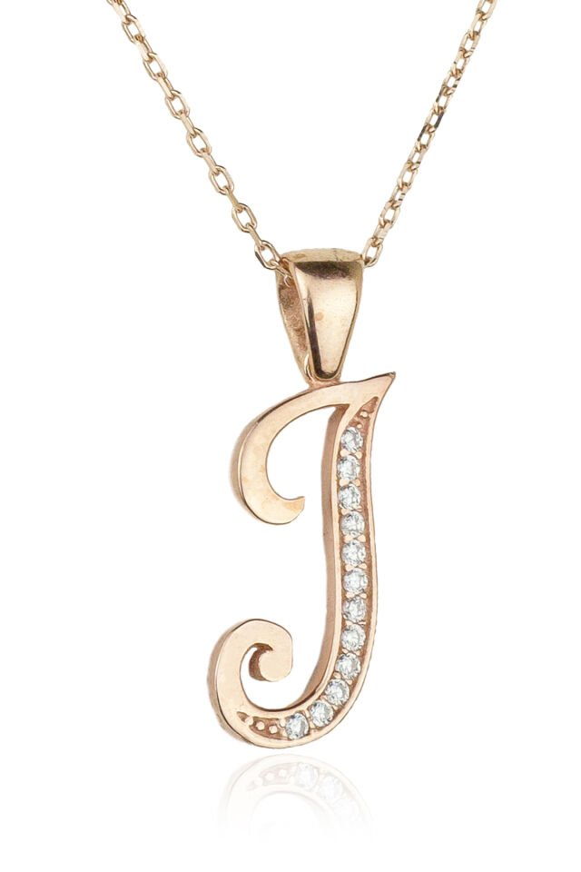 Harf Kolye 925 Ayar I Harfi Gümüş Kolye - Rose