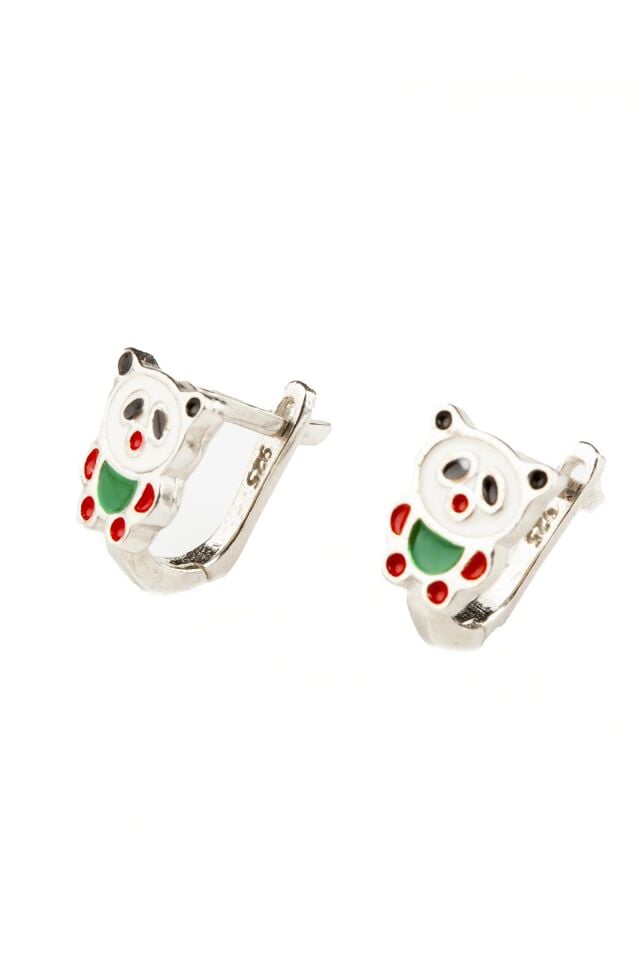 Panda Model Mineli Kız Çocuk 925 Ayar Gümüş Küpe