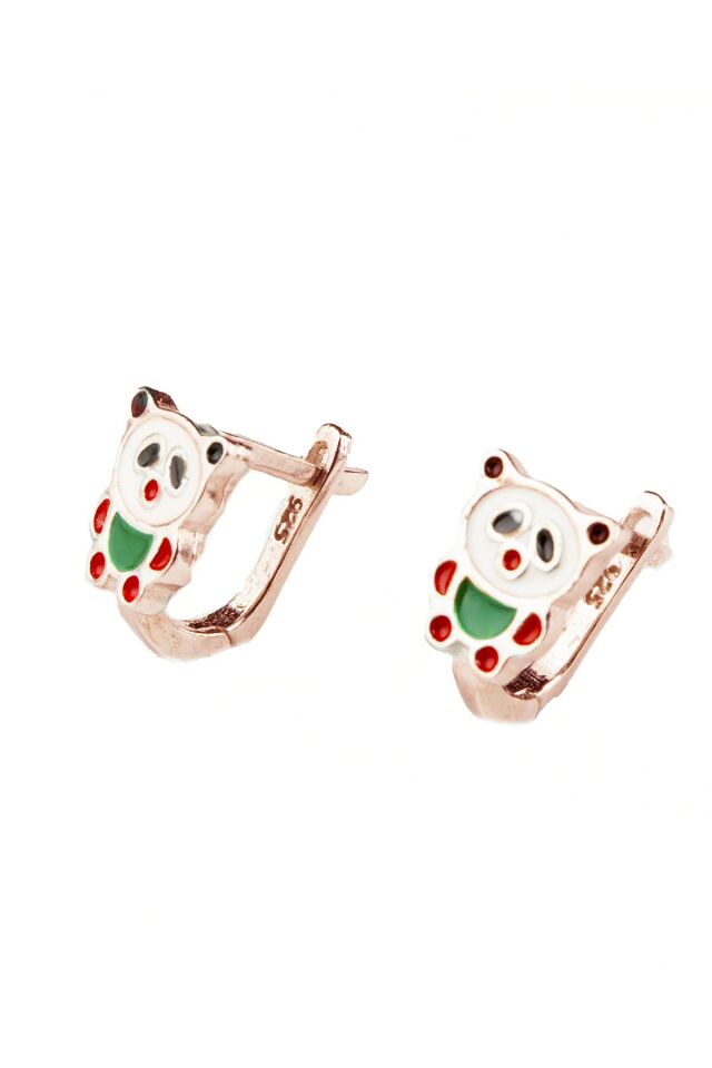 Panda Model Mineli Kız Çocuk 925 Ayar Gümüş Küpe