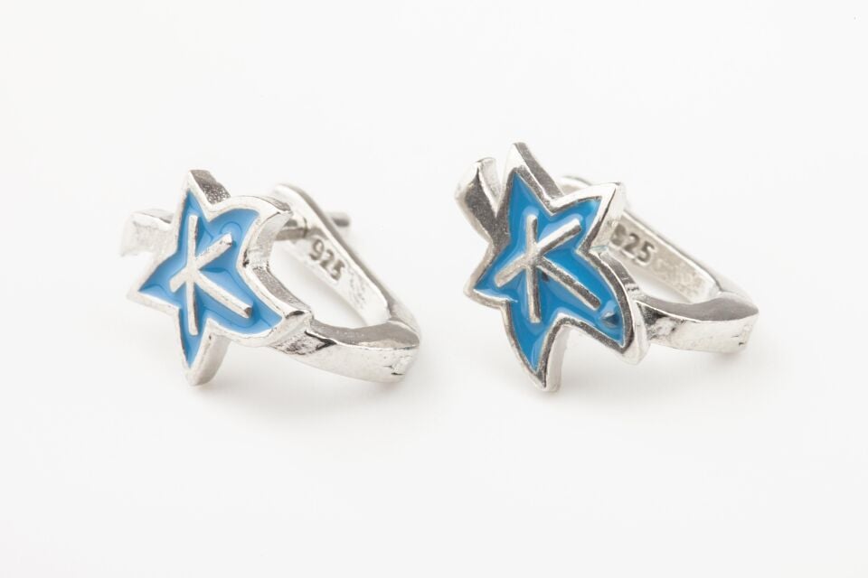 Yaprak Mavi Turkuaz Renk Mineli Kız Çocuk 925 Ayar Gümüş Küpe