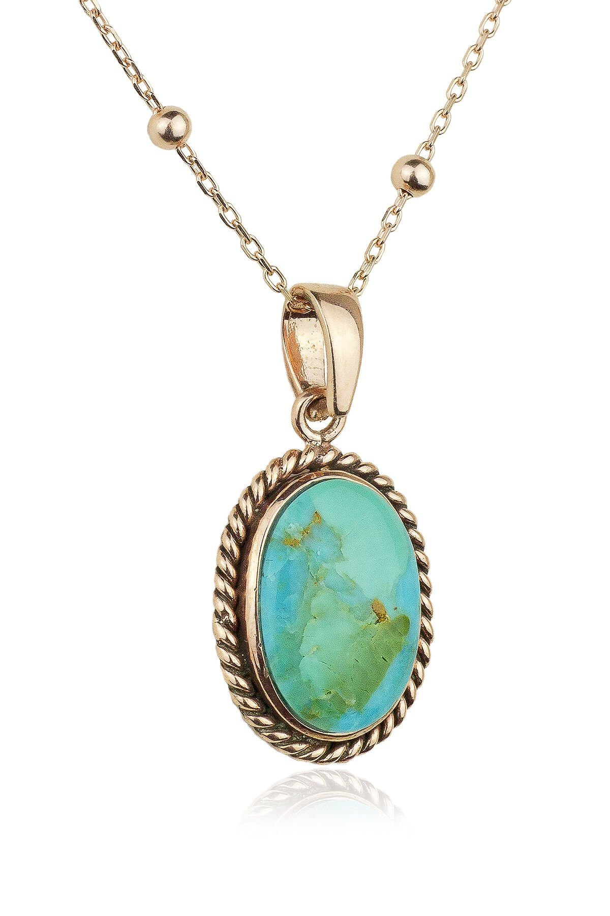 Oval Firuze Kolye - Rose