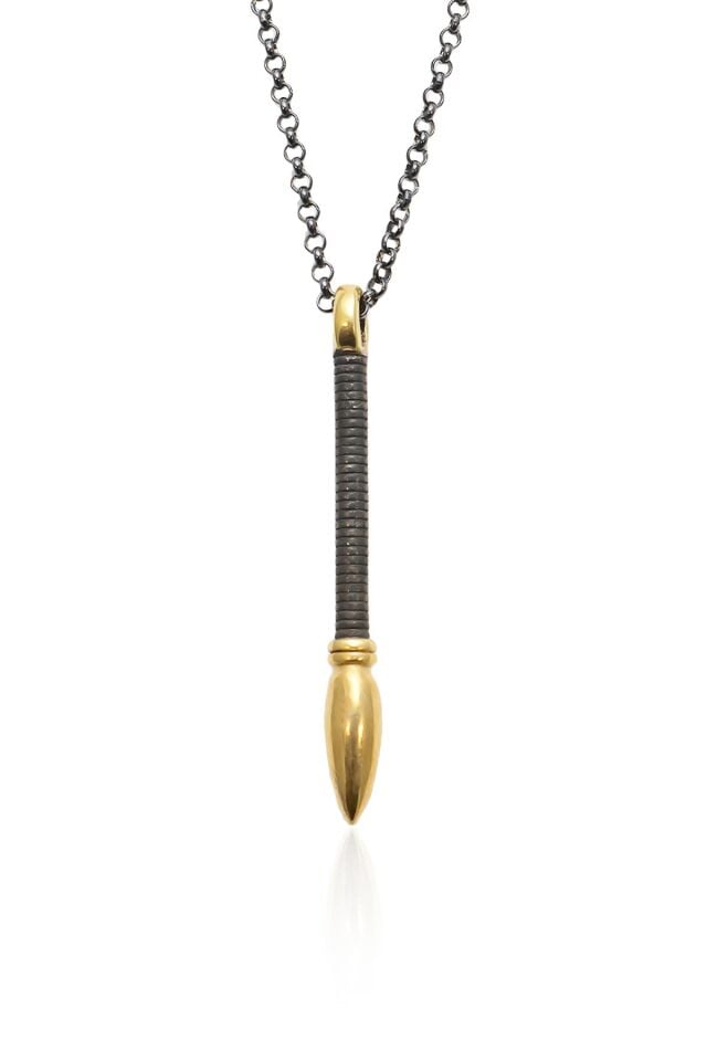 Uzun Mızrak Ucu Model  925 Ayar Gümüş Erkek Kolye