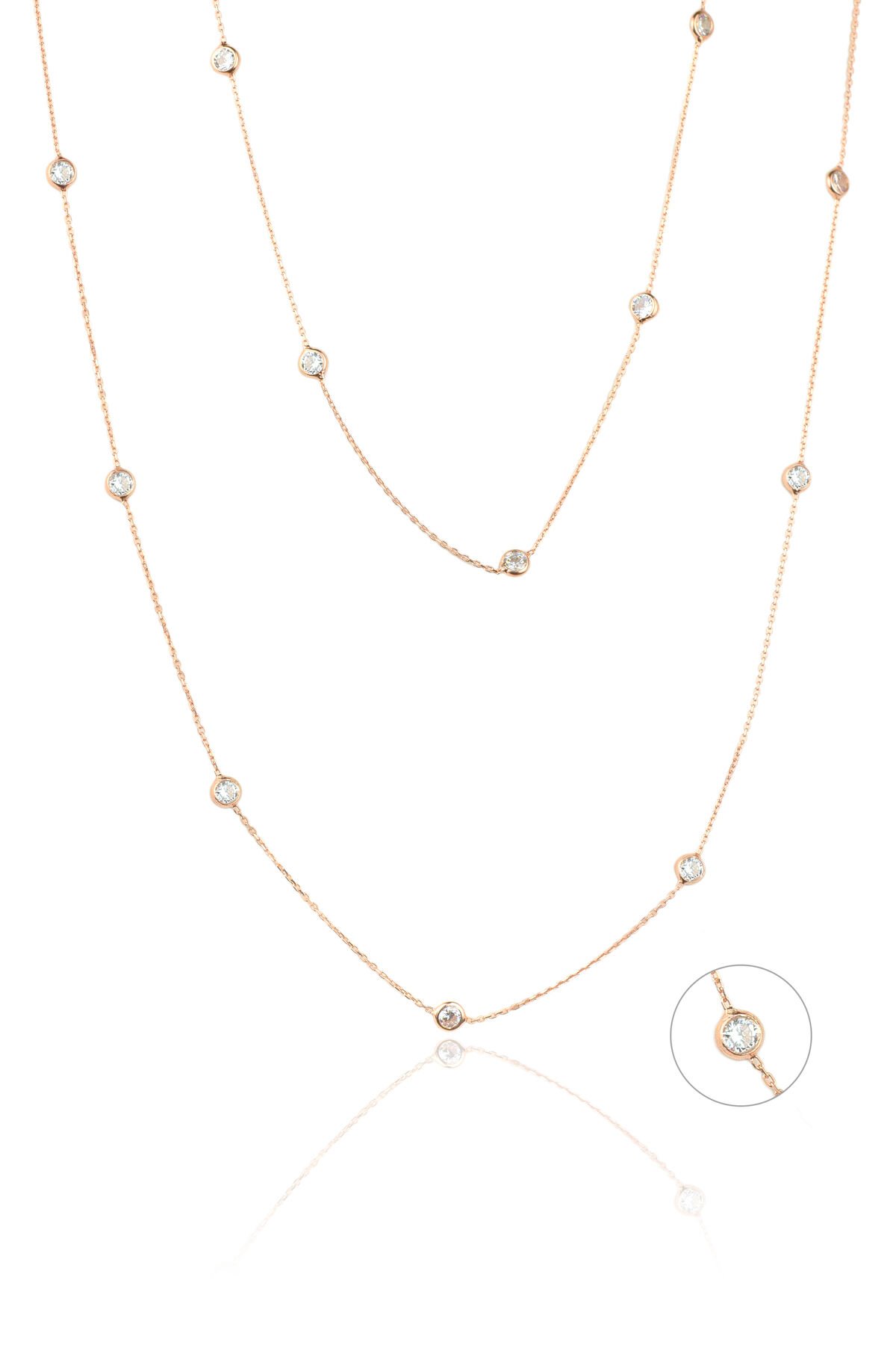 Çok Taşlı Kolye - Rose