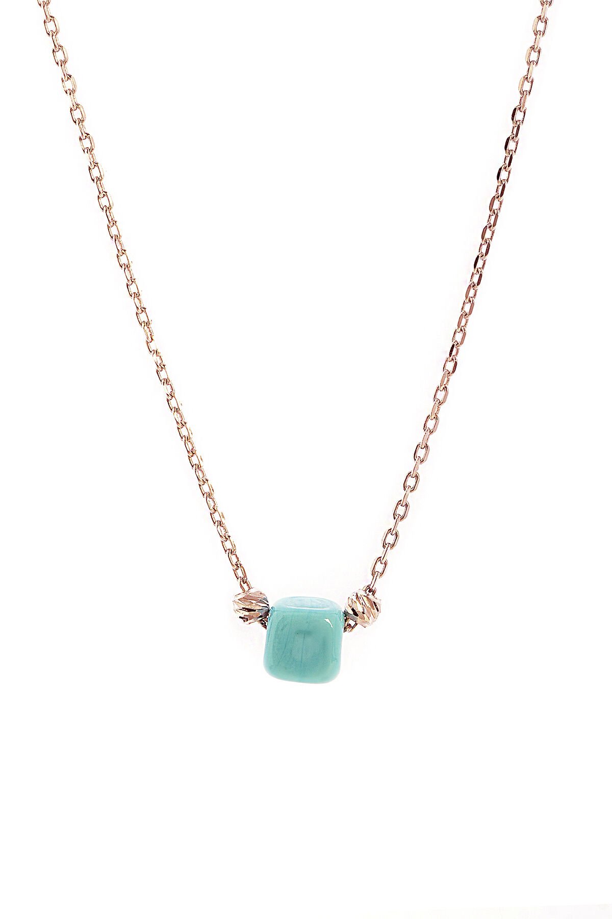 Mavi Kareli Kolye - Rose