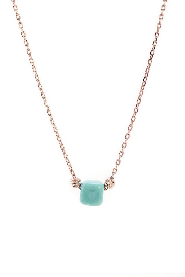 Mavi Kareli Kolye - Rose