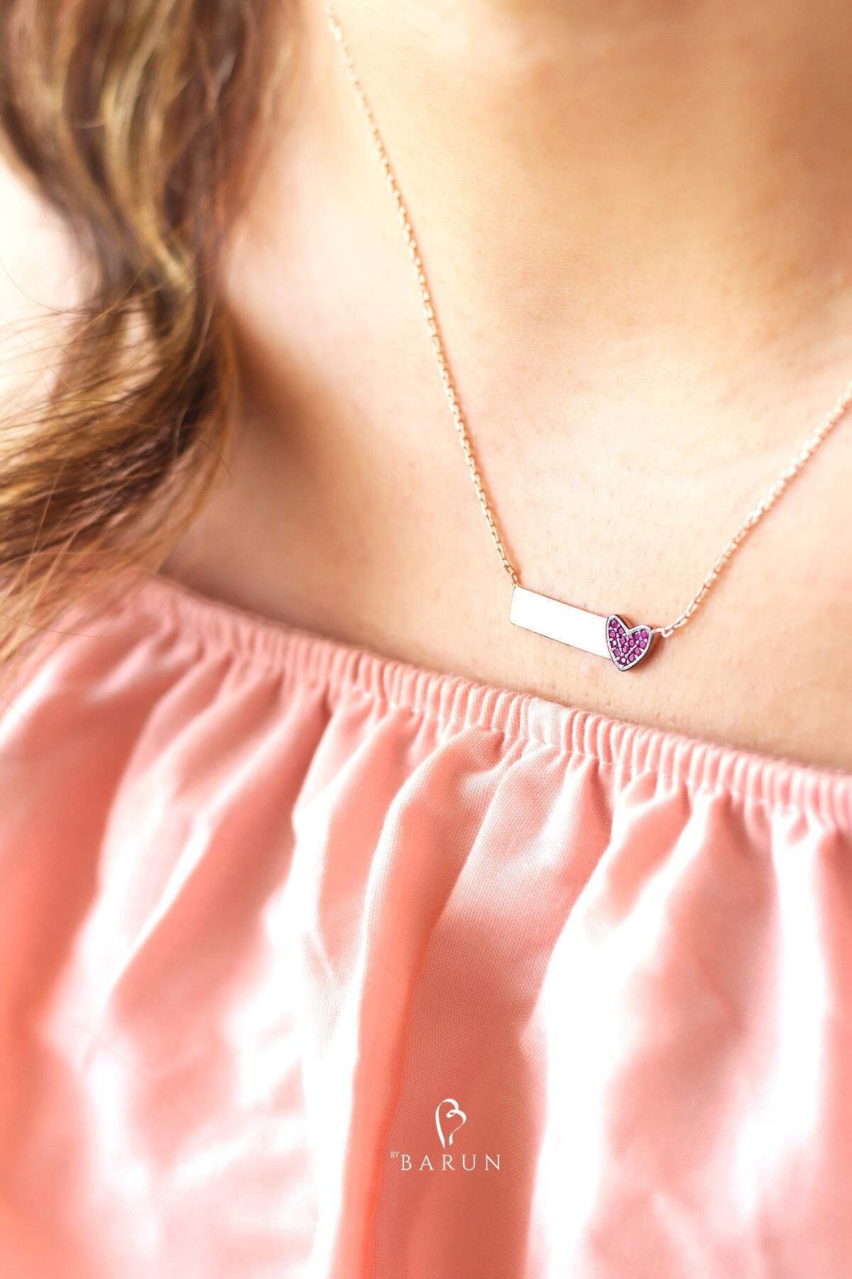 Kalp Model 925 Ayar Plaka Gümüş Kolye