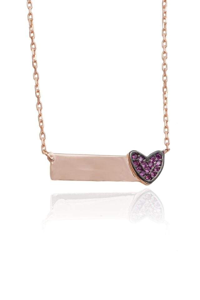 Kalp Model 925 Ayar Plaka Gümüş Kolye