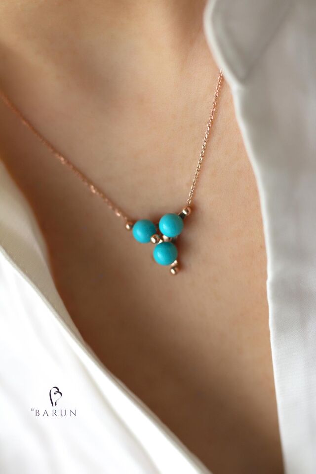 Yuvarlak 3 Taşlı 925 Ayar Gümüş Kolye