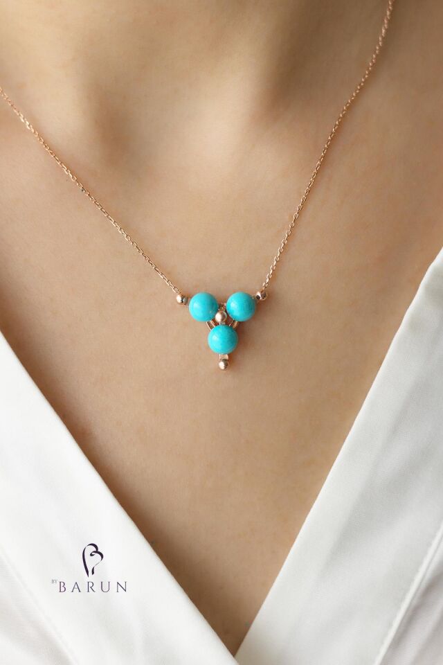 Yuvarlak 3 Taşlı 925 Ayar Gümüş Kolye