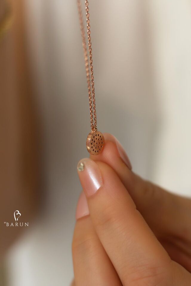 Göz Nazar Boncuğu 925 Ayar Yuvarlak Mavi  Taşlı Gümüş Kolye