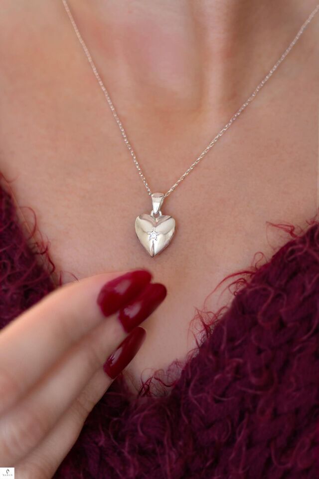 Kalp Kolye - Gümüş Rengi