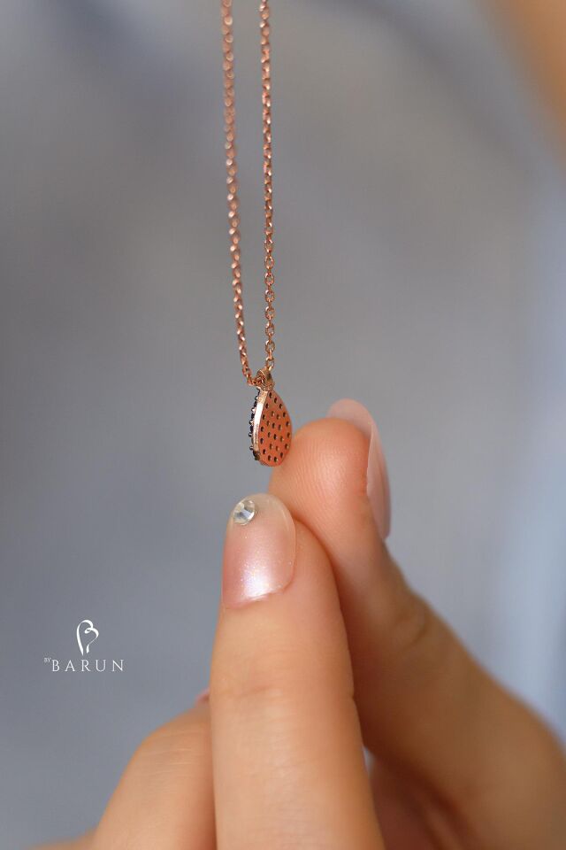 Göz Nazar Boncuğu 925 Ayar Damla Model Mavi Taşlı Gümüş Kolye