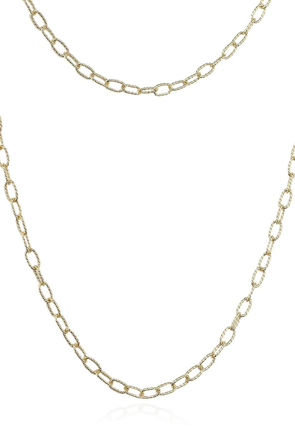 Oval Zincir Kolye - Sarı Altın